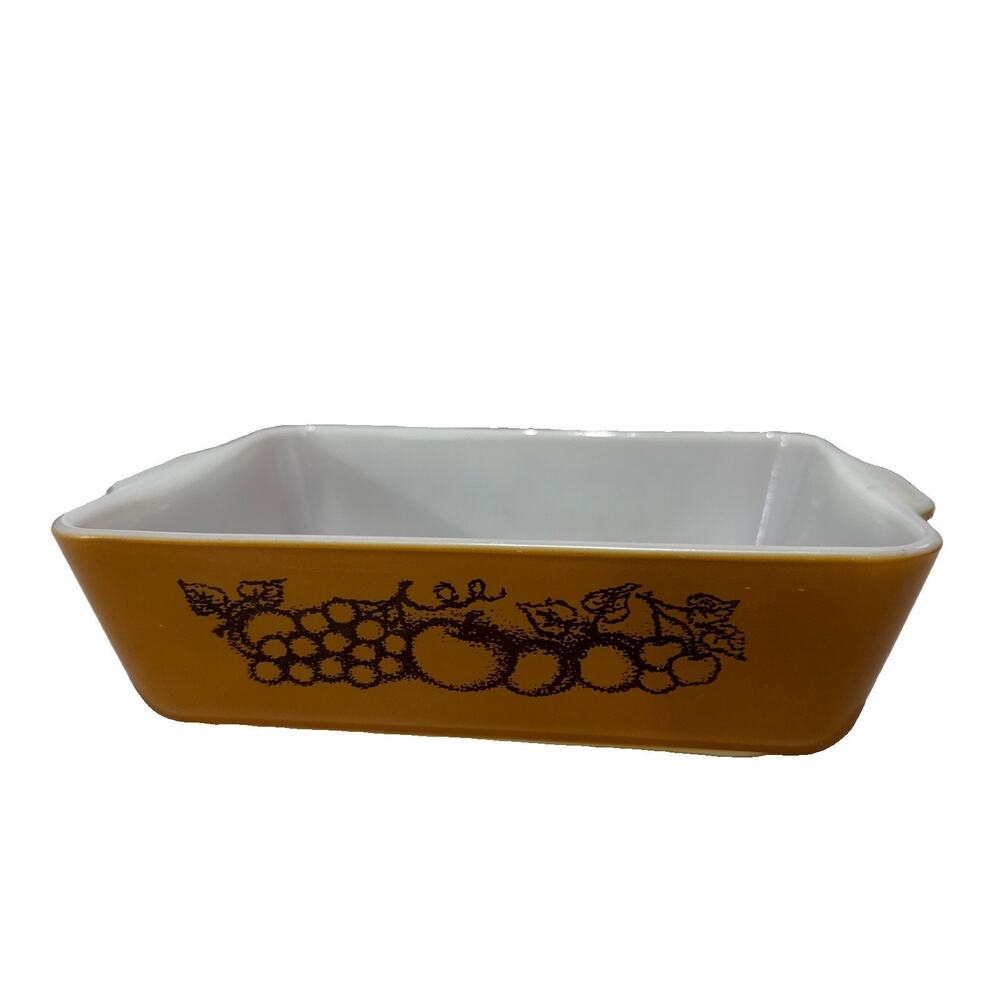 Vintage 70s Pyrex Old Orchard Ovenware 1.5 QT 503 Refrigerator Dish No Lid